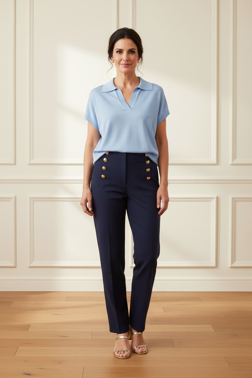Polo azul + pantalón navy - frontal