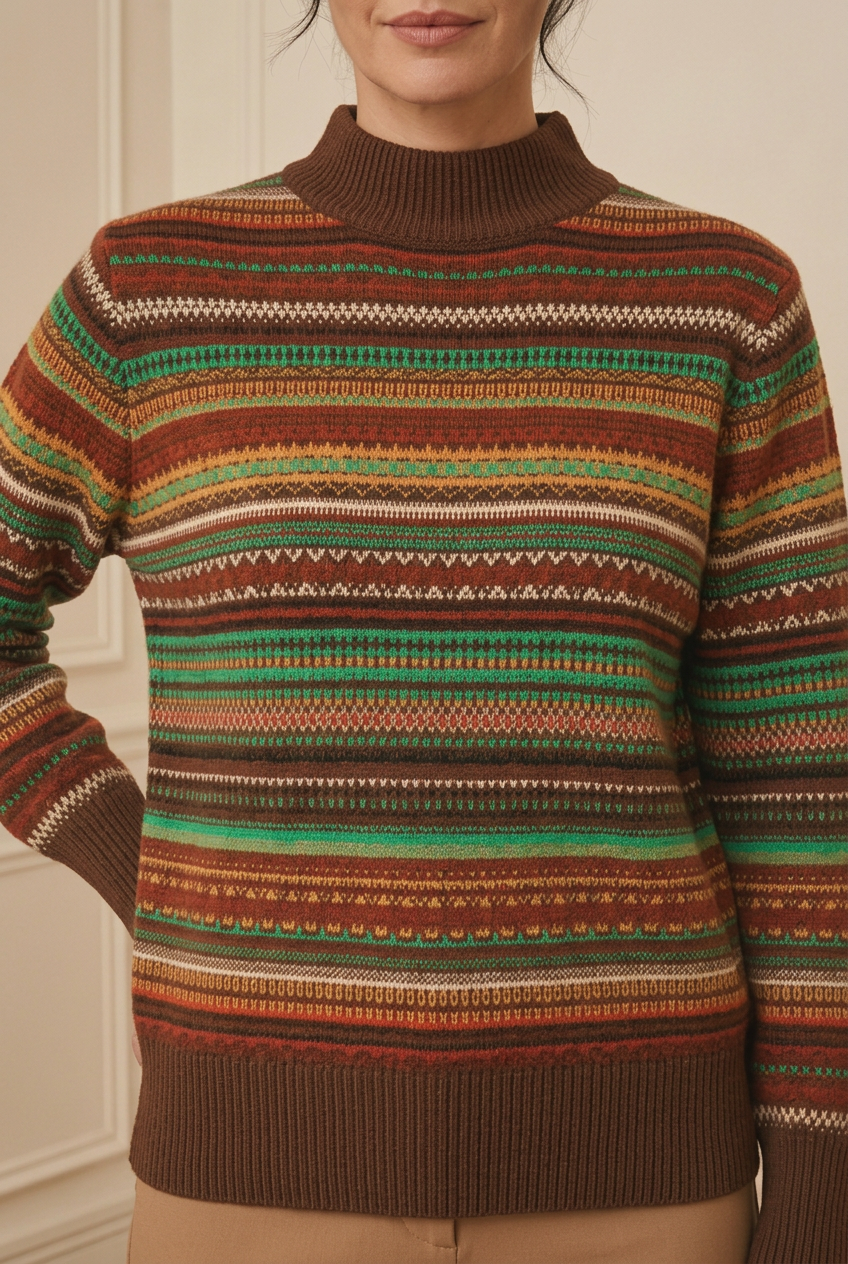 Primer plano del jersey de punto con franjas multicolor