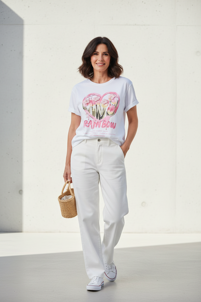 Camiseta Rainbow rosa