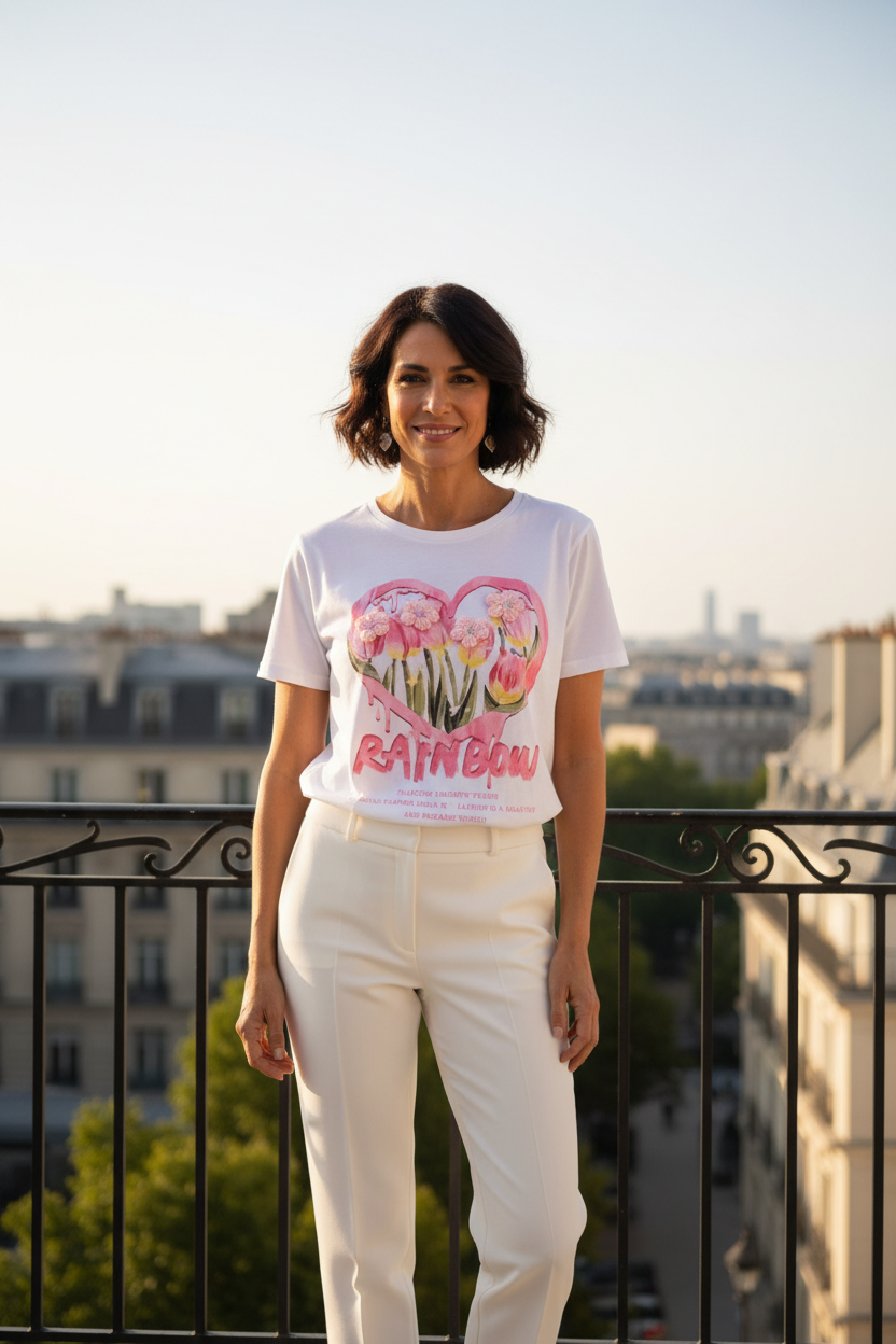 Camiseta Rainbow rosa