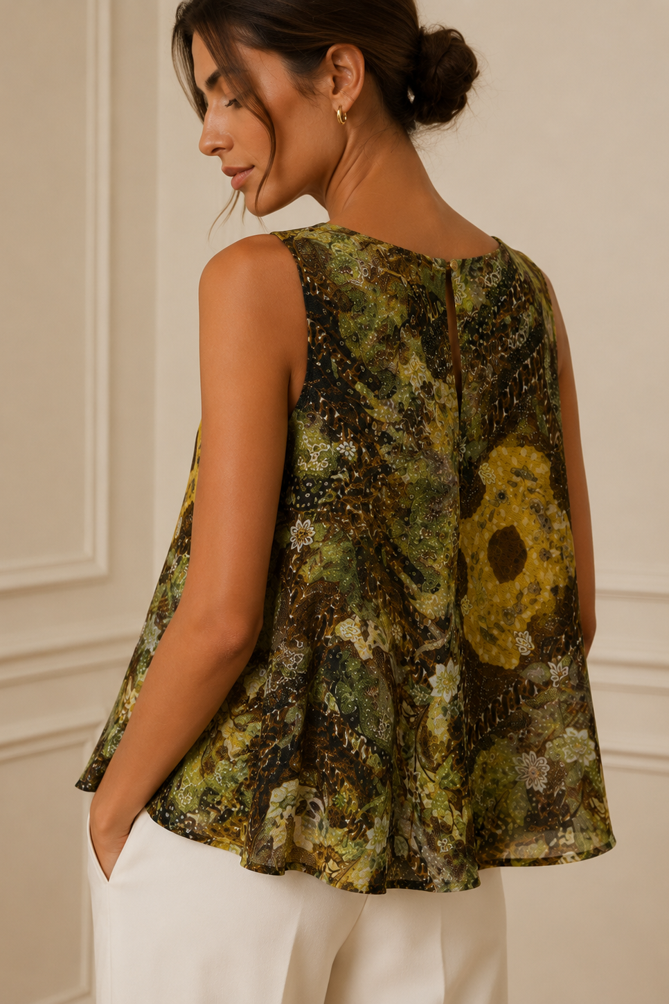 Top estampado floral verde