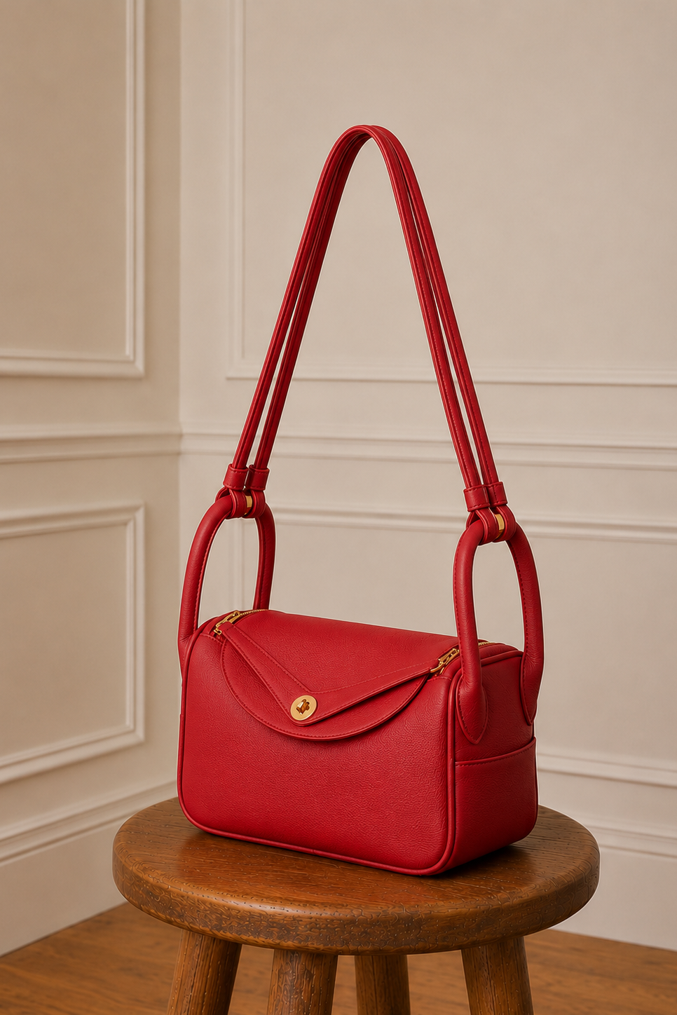 Bolso de hombro rojo piel vegana