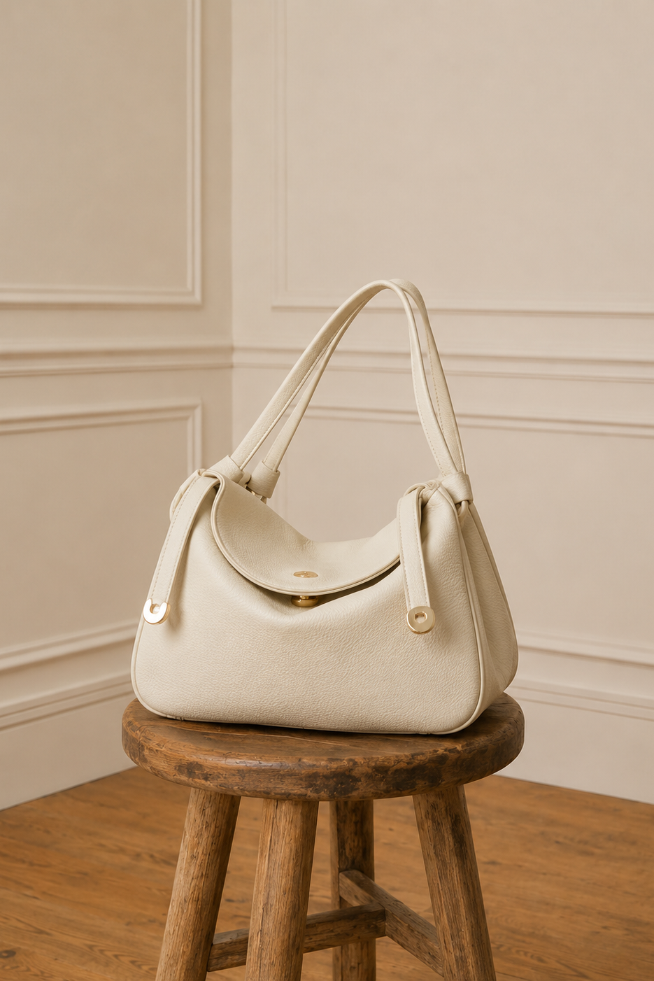 Bolso de hombro crudo piel vegana