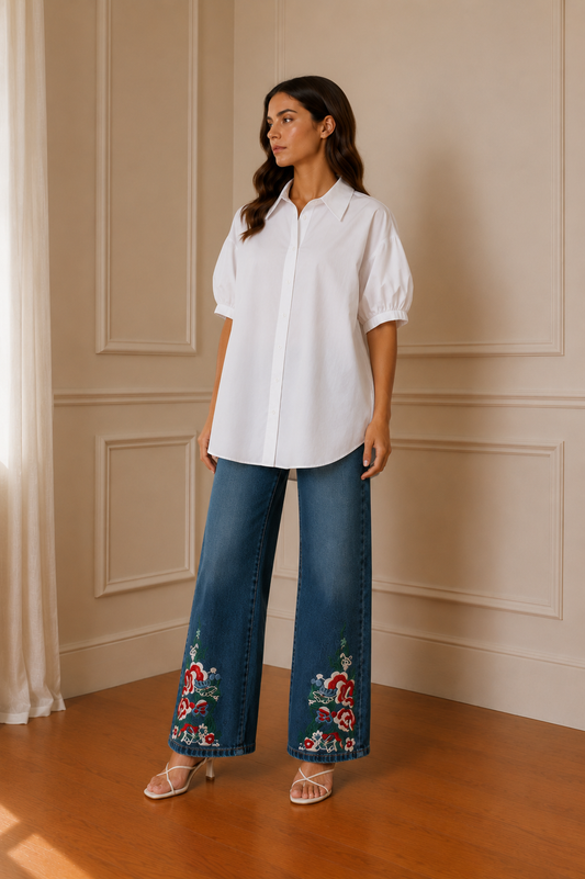Camisa blanca oversize manga globo
