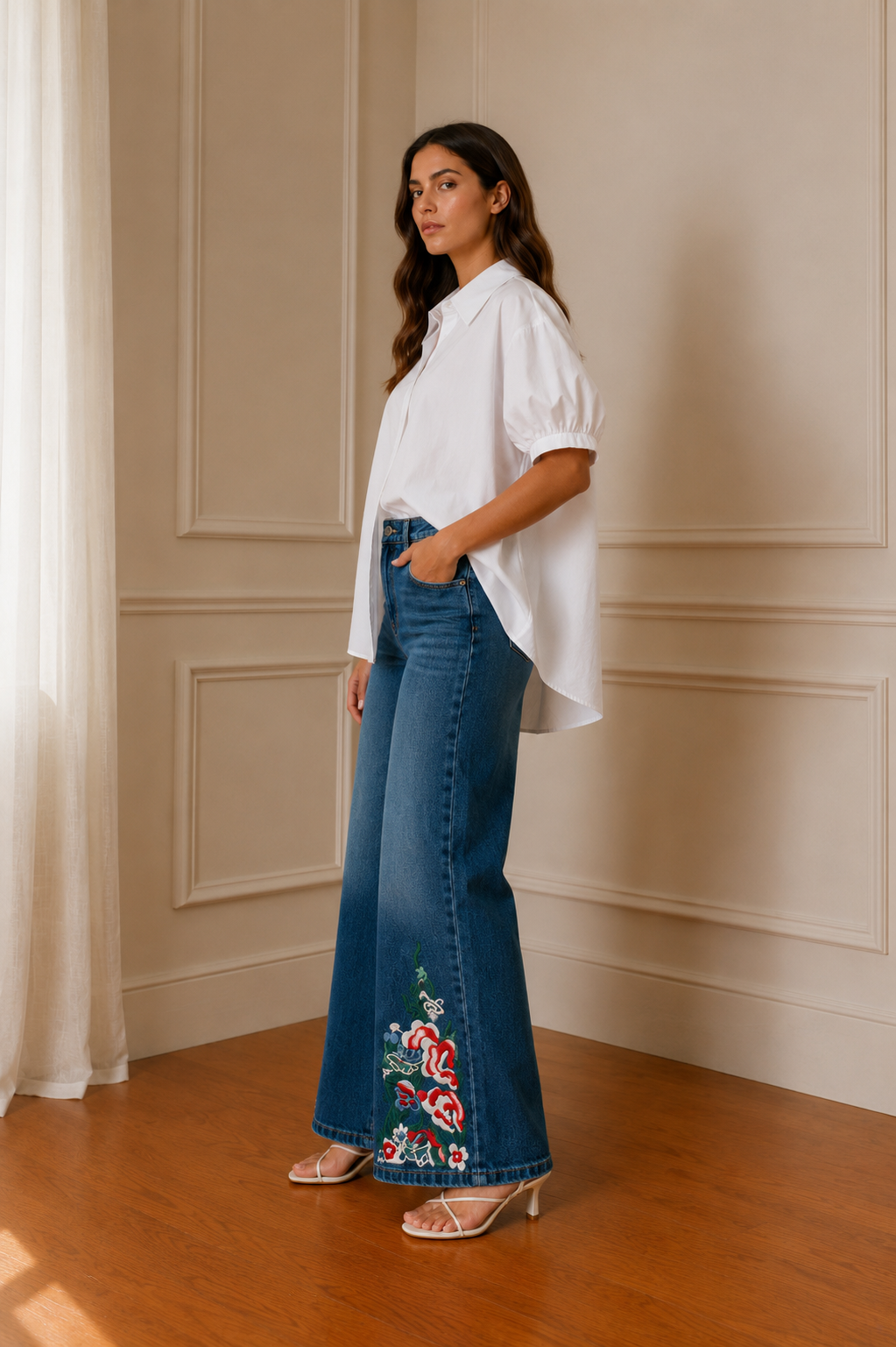 Camisa blanca oversize manga globo