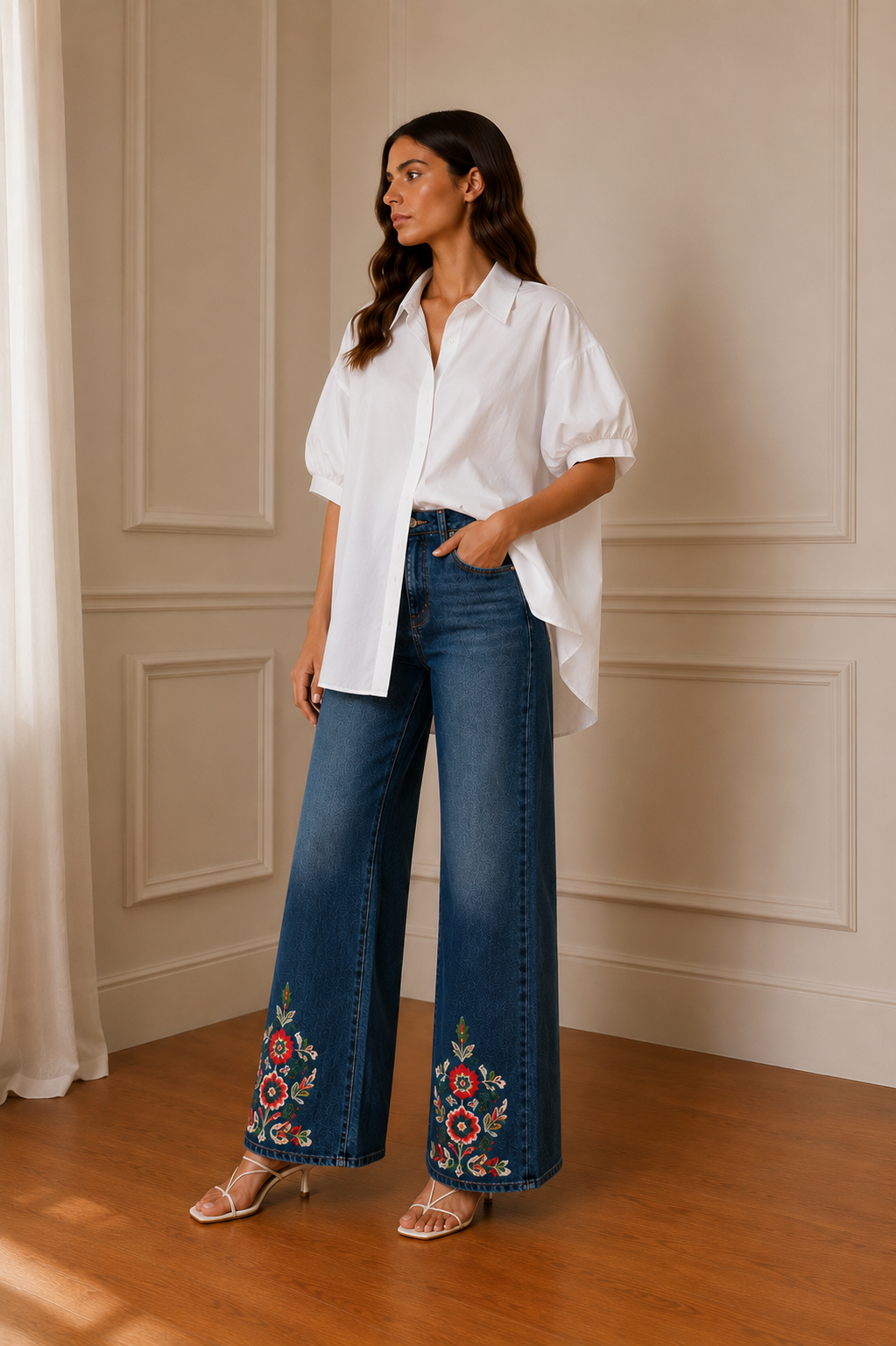 Camisa blanca oversize manga globo
