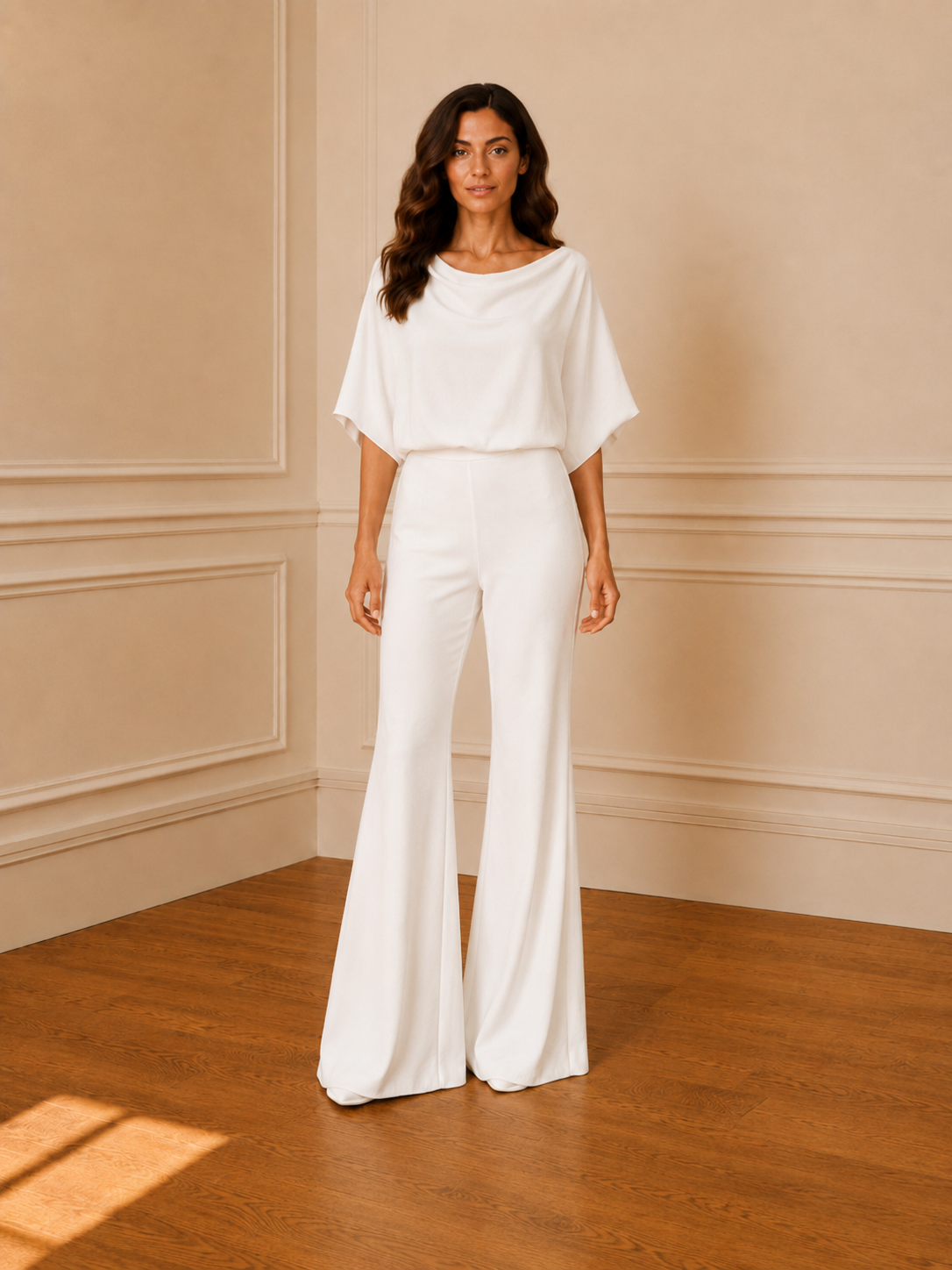 Top blanco manga pétalo - frontal sin bolso