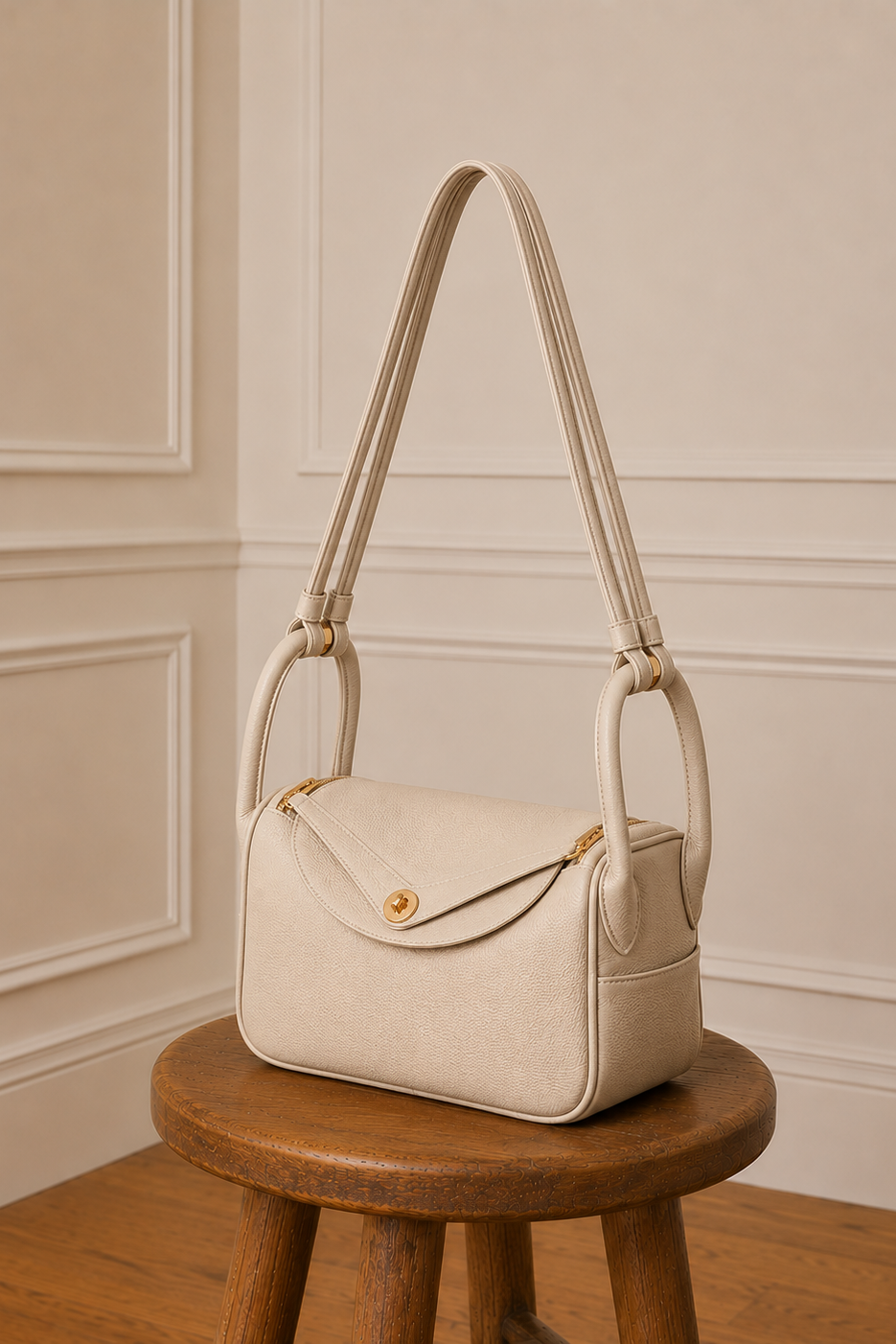 Bolso de hombro crudo piel vegana