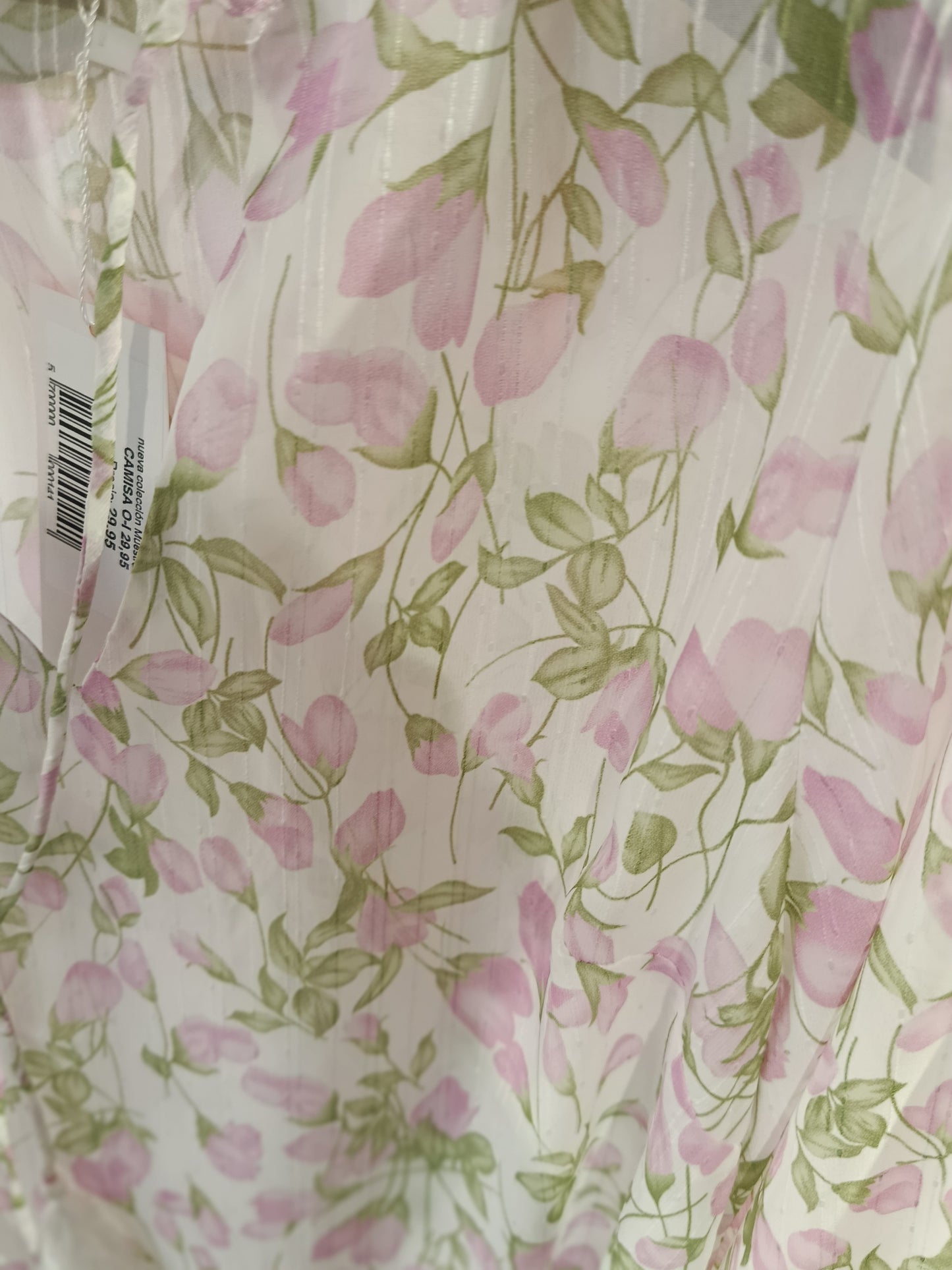 Blusa floral gasa verde y rosa