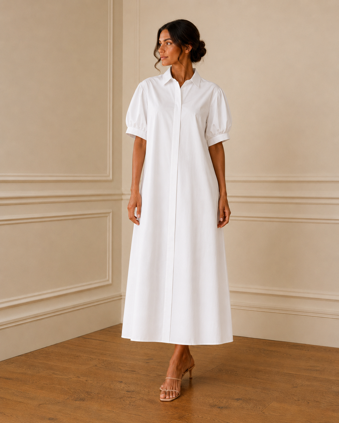 Vestido camisero blanco midi