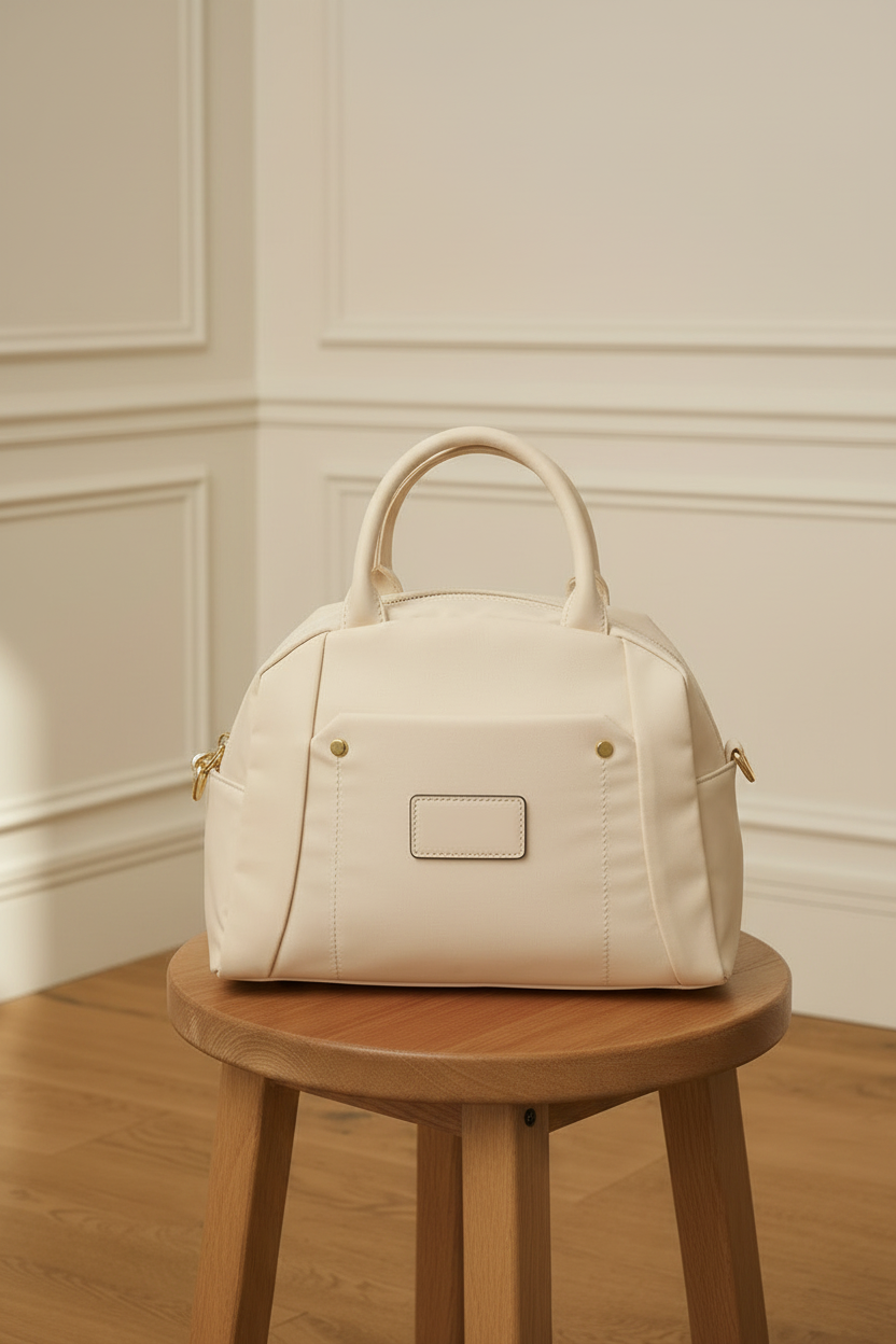 Bolso Bowling Crema con Asa