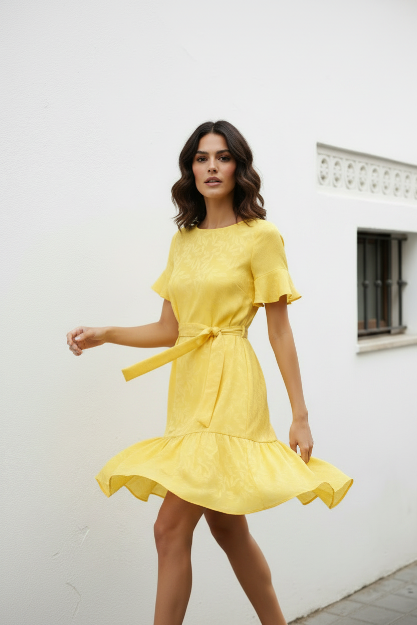 Vestido amarillo en movimiento