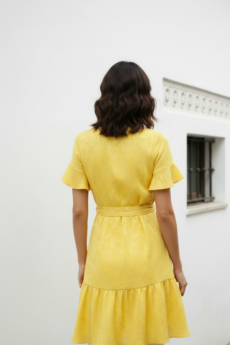 Vestido amarillo espalda