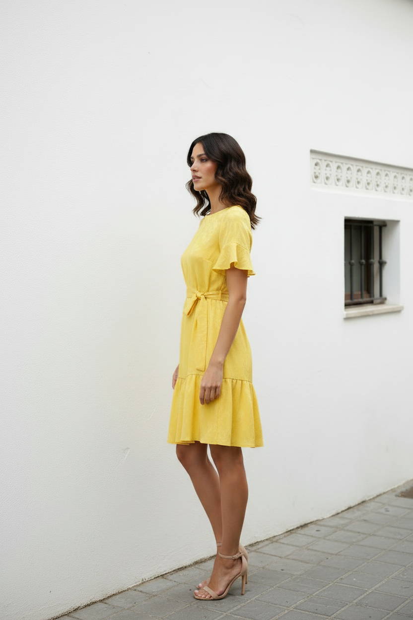 Vestido amarillo perfil