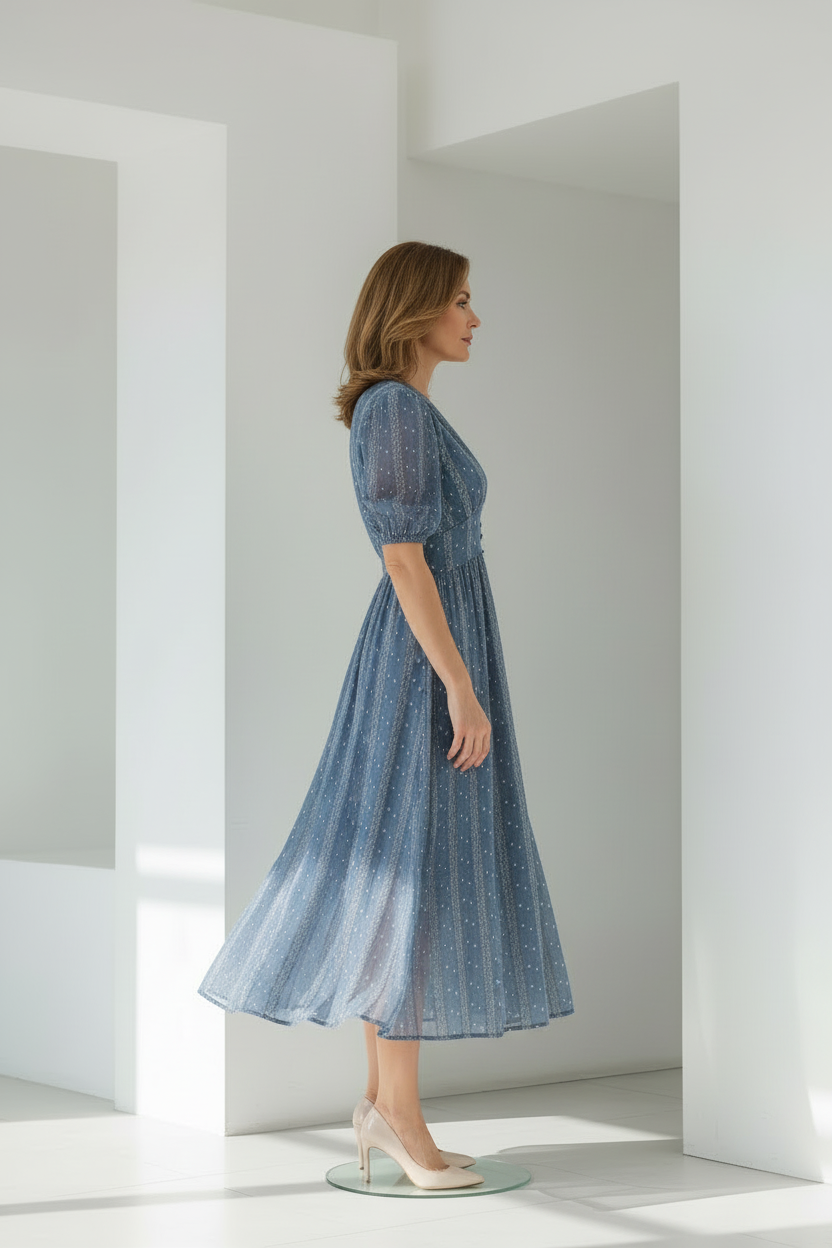 Vestido azul - vista lateral