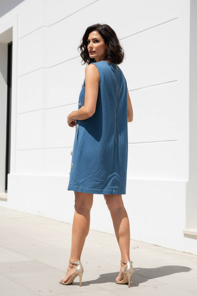 Vestido baby doll denim - trasera