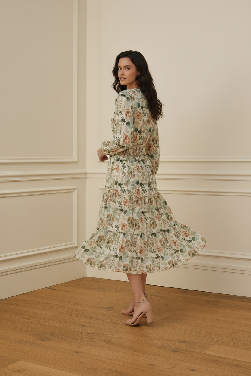 Vestido boho vista trasera sala