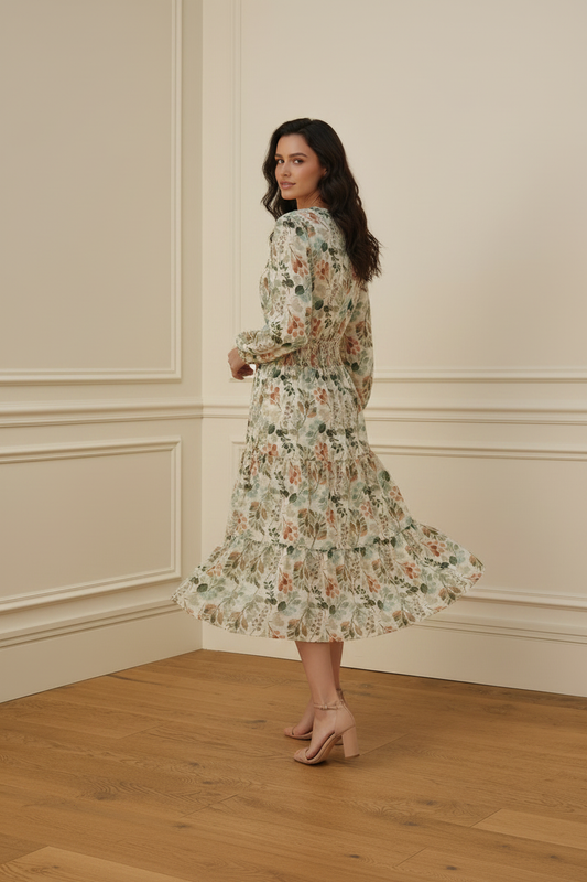 Vestido boho vista trasera sala