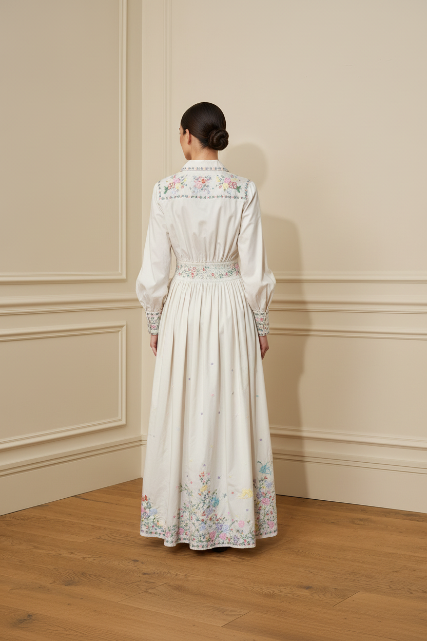 Vestido bordado blanco - espaldas