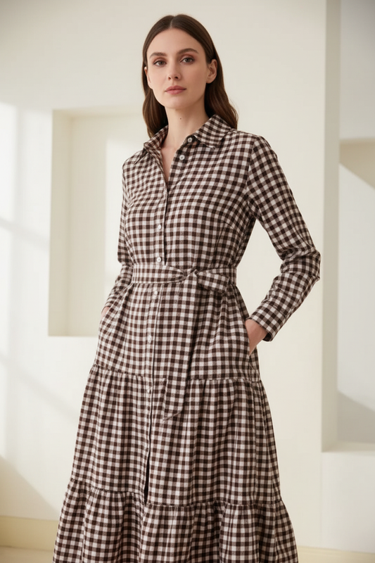 Vestido camisero cuadros vichy detalle alternativo