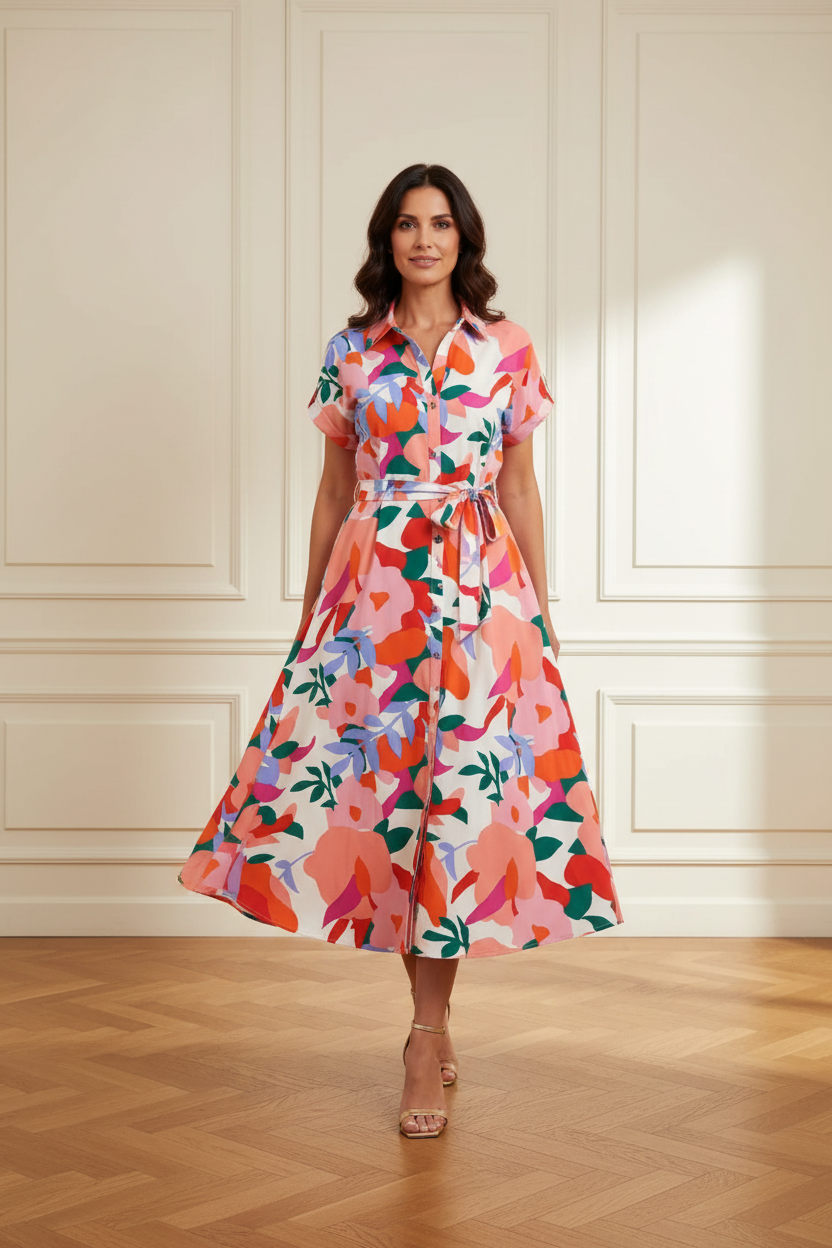 Vestido camisero floral Matisse en movimiento
