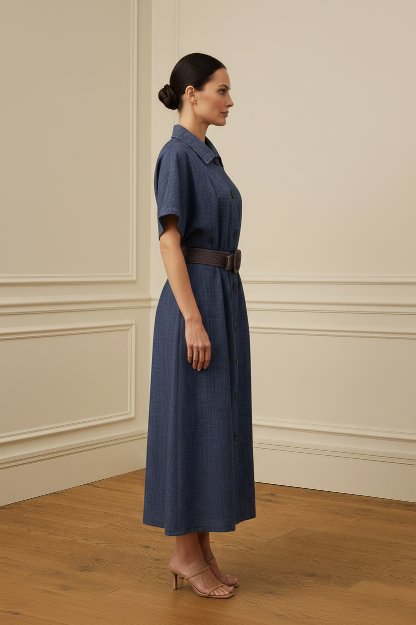 Vestido camisero navy - lateral
