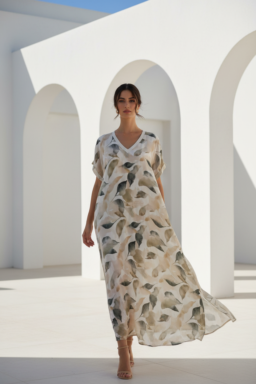 Vestido estampado hojas - modelo española