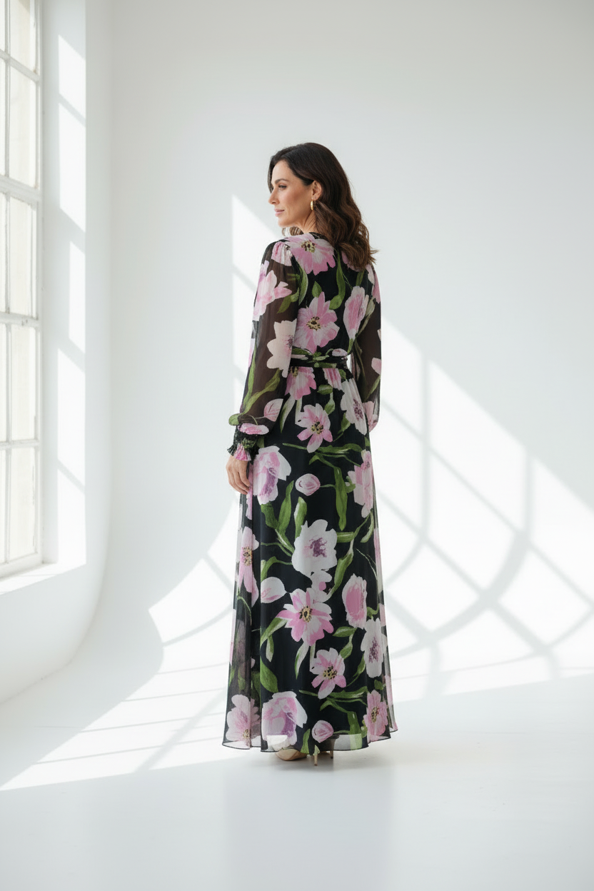 Vestido floral curvy espalda
