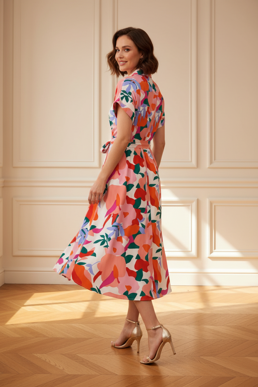 Vestido floral de espaldas