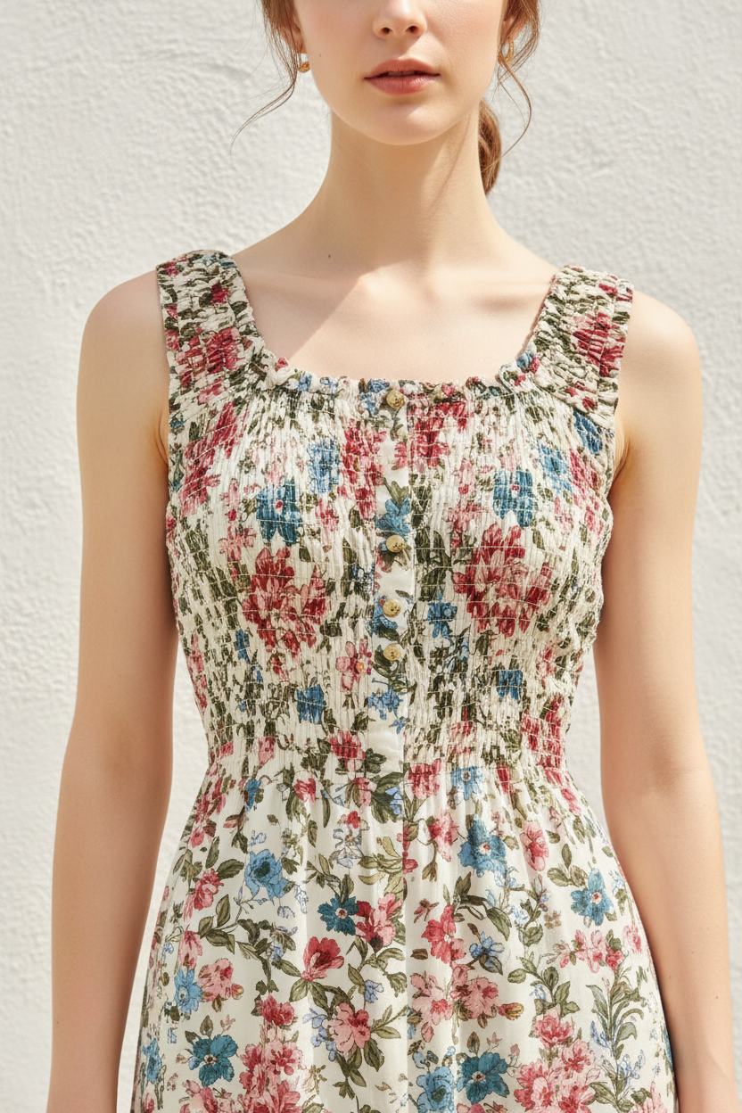 Vestido floral detalle escote