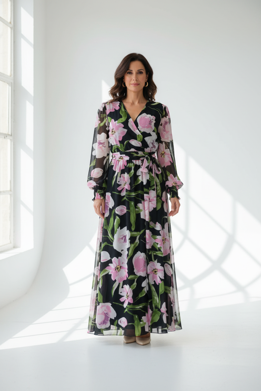 Vestido floral en modelo española