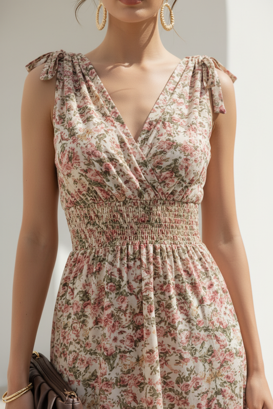 Vestido floral maxi - detalle cintura