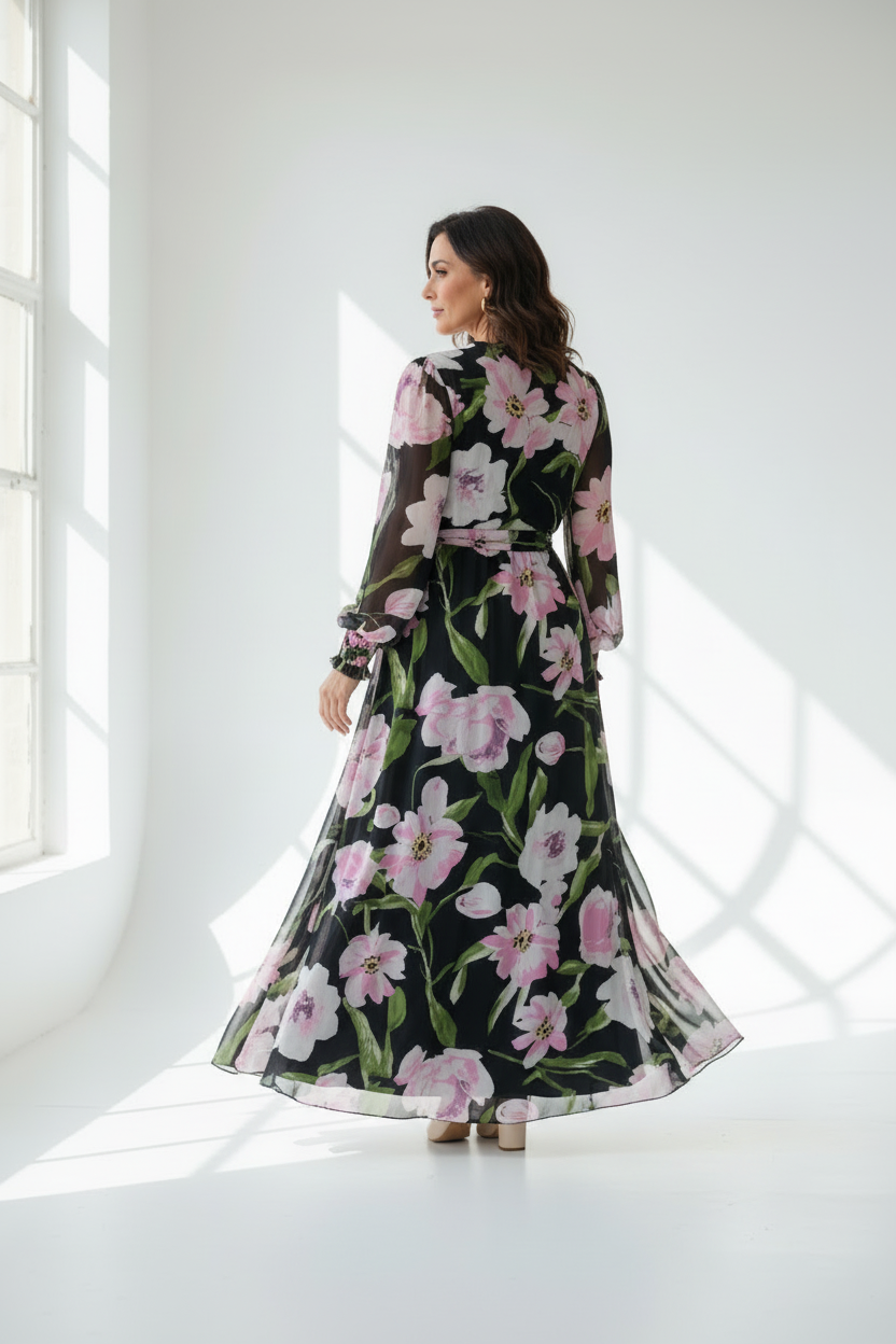 Vestido floral talla grande espalda