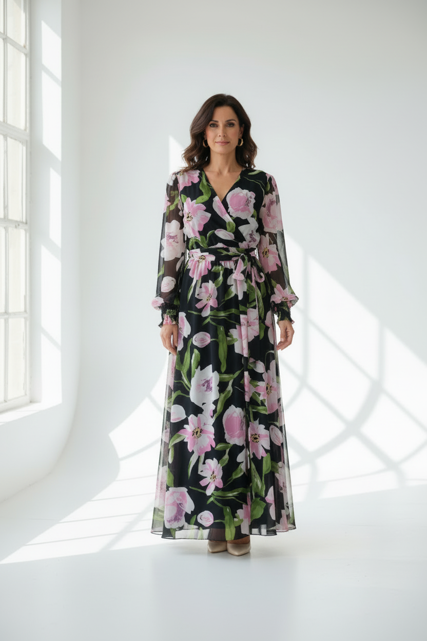 Vestido floral talla grande frontal