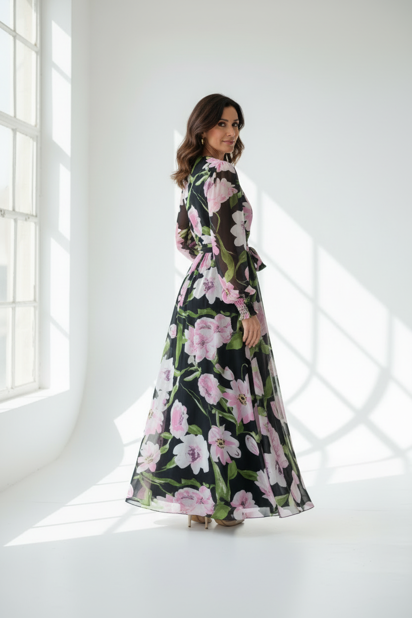 Vestido floral vista trasera
