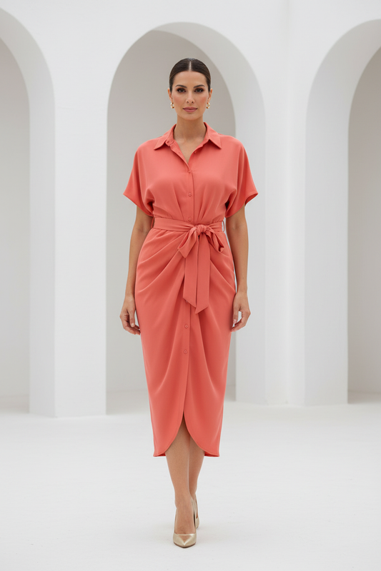 Vestido Fresh Salmon Pantone 16-1542 - modelo española