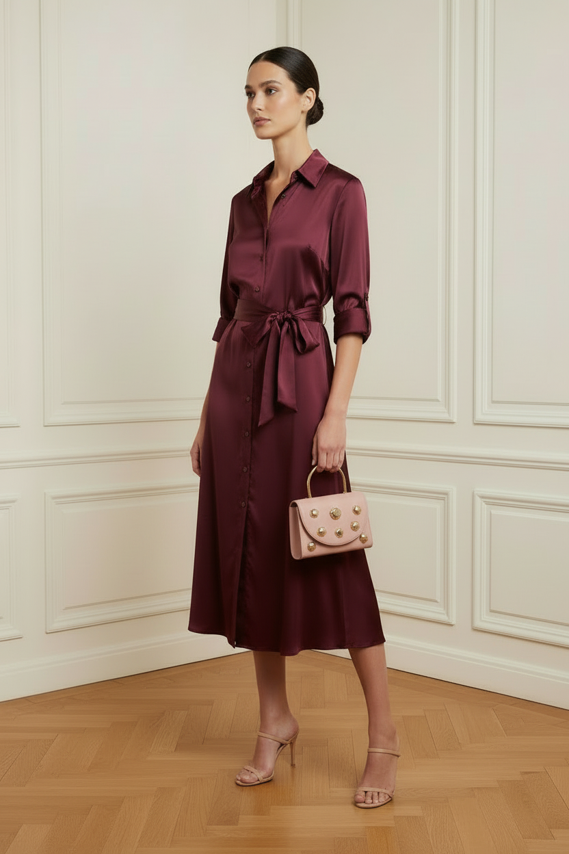 Vestido granate sin pantalón 3/4