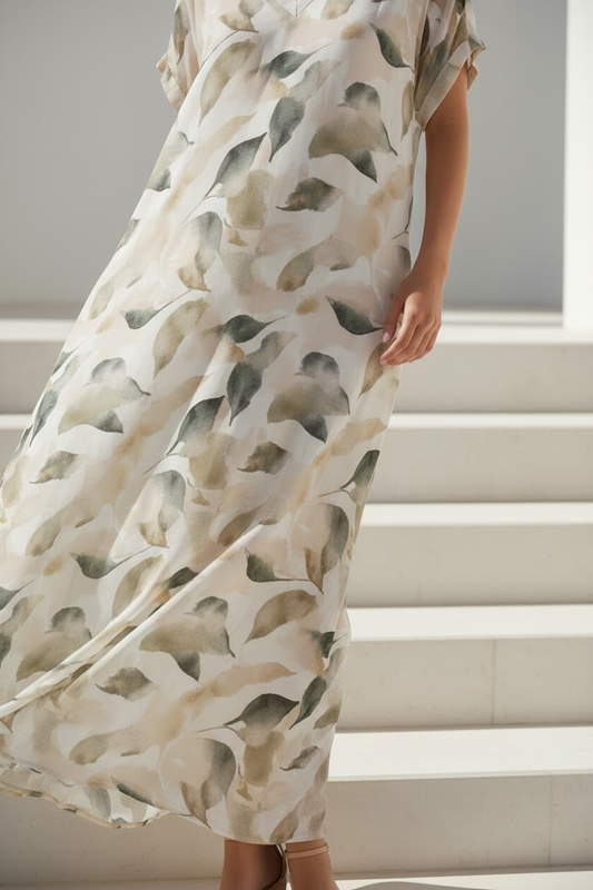 Vestido hojas - detalle falda