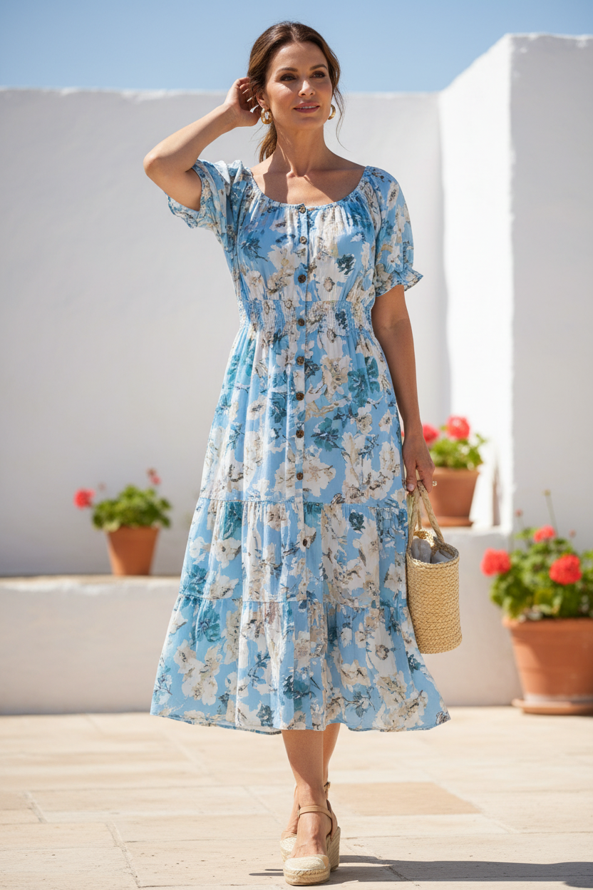 Vestido KK915 azul modelo 50 años