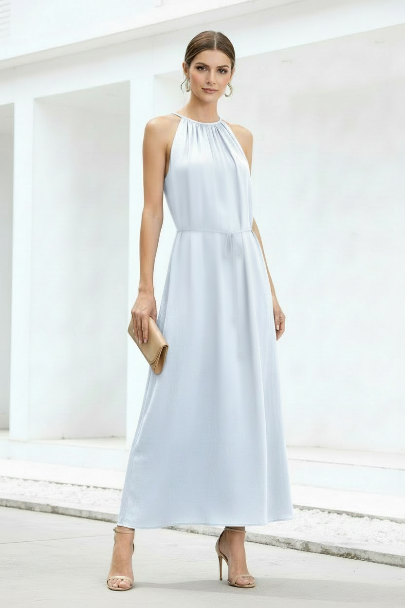 Vestido KM301 azul casi blanco espalda