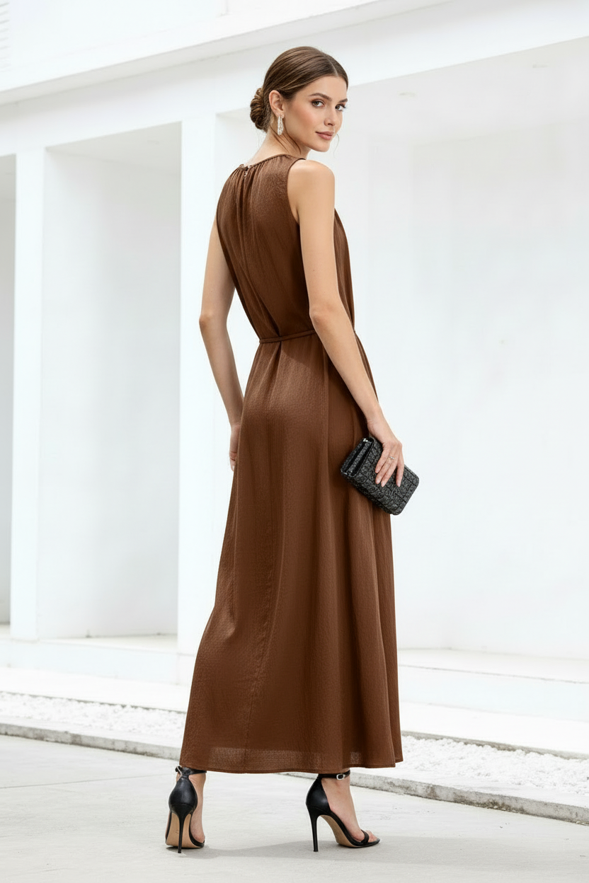 Vestido KM301 tabaco espalda