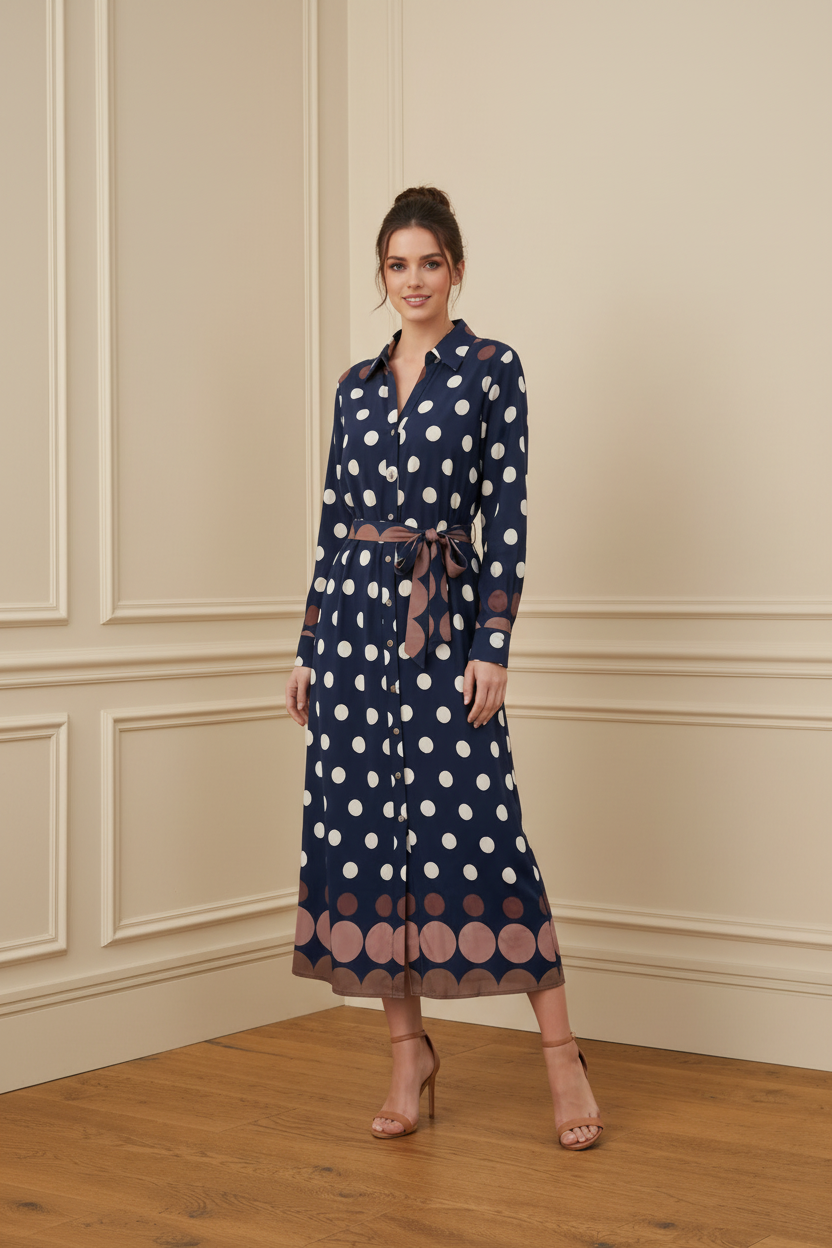 Vestido lunares navy - frontal