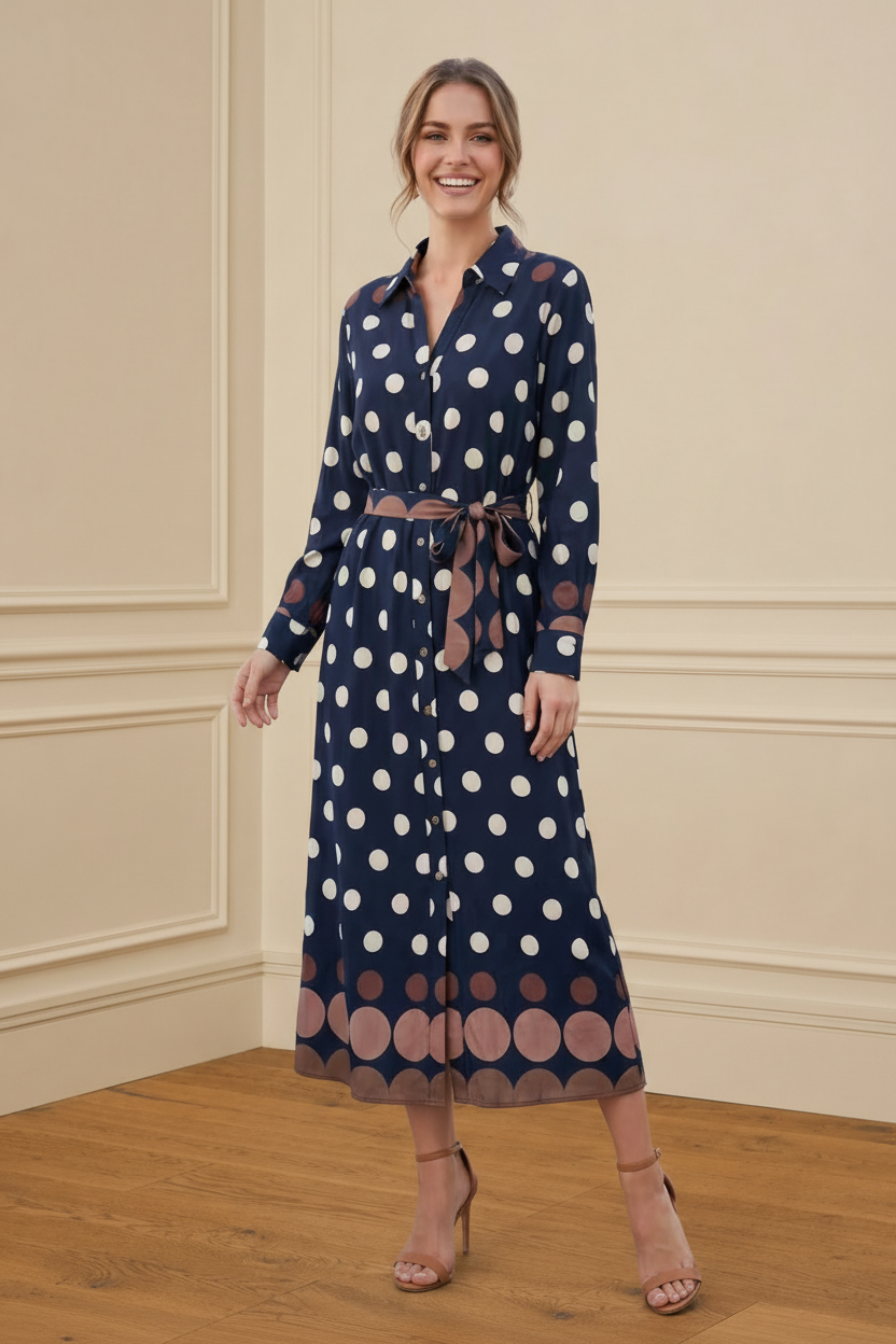 Vestido lunares navy - lateral