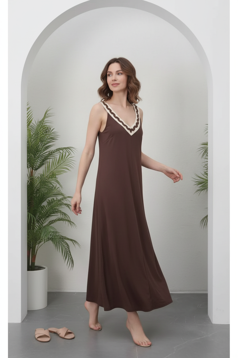 Vestido marrón 3/4