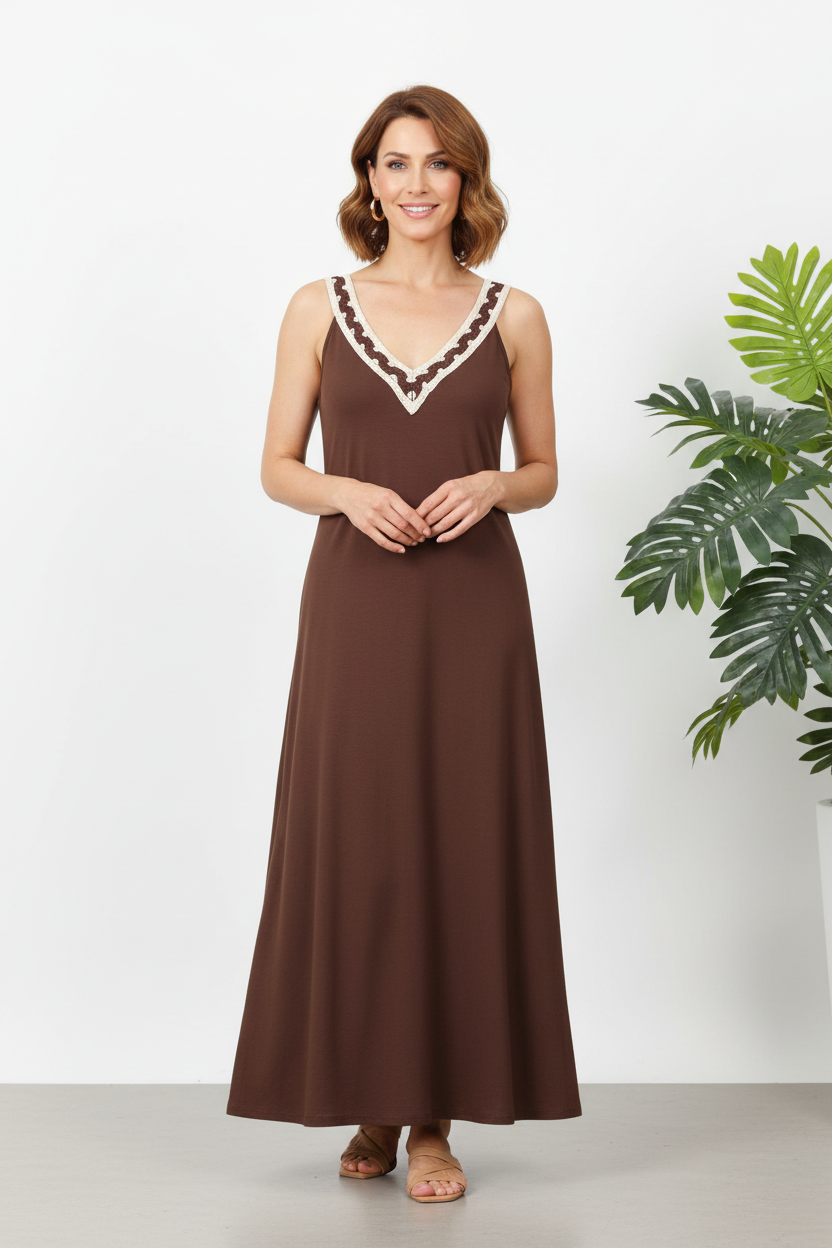 Vestido marrón frente 45-50