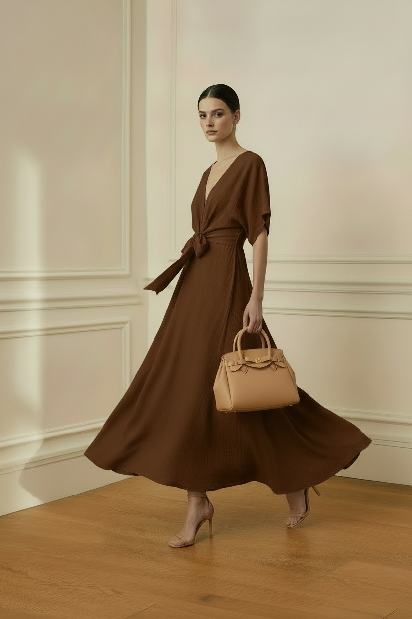 Vestido marrón - movimiento