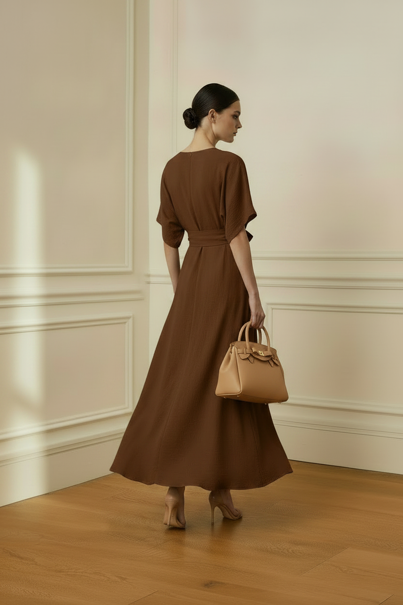 Vestido marrón - trasera