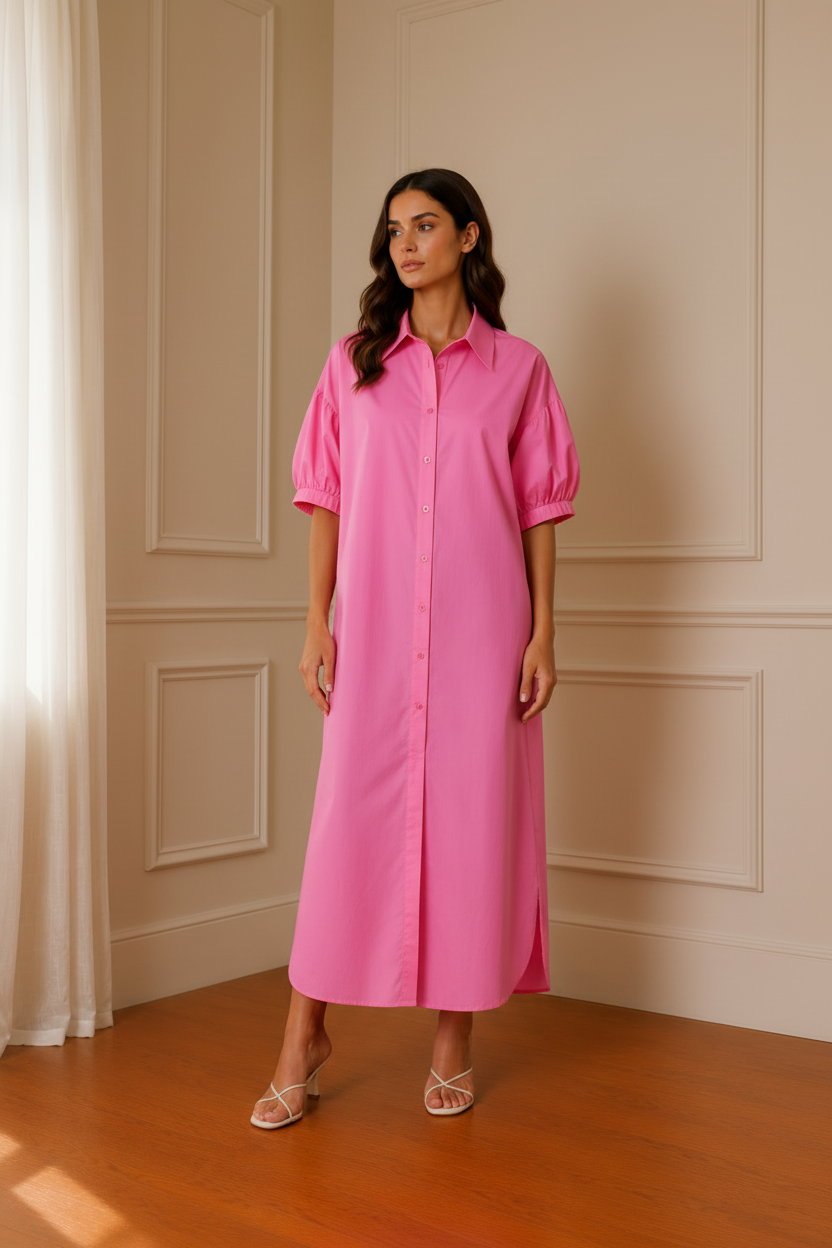 Vestido maxi flamingo pink