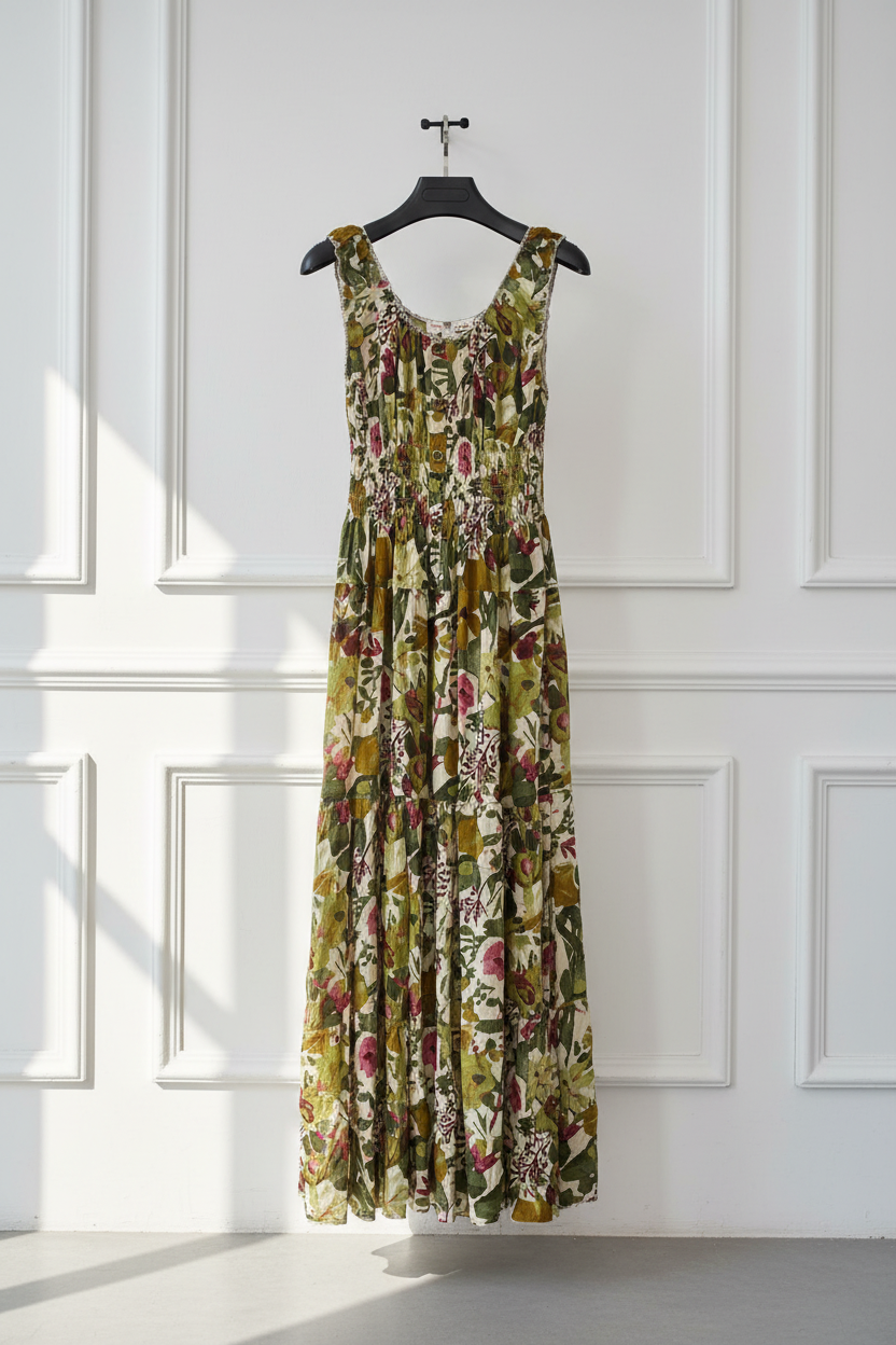 Vestido maxi floral botánico
