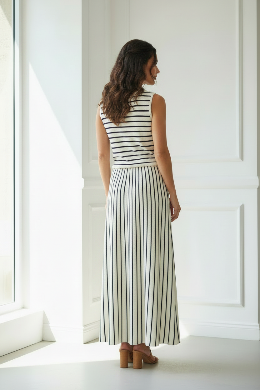 Vestido maxi rayas vista trasera
